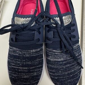Girls size 2 Nautica Dark Blue and Pink Athletic Shoes